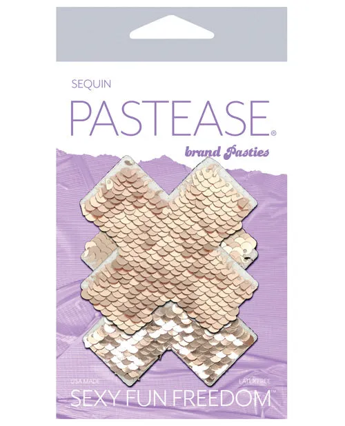 Vibrators Pastease Pastease Plus X Rose Gold Shiny Matte Flip Sequined Nipple Pasties