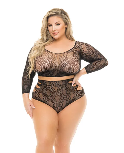 Vibrators Rene Rofe Pink Lipstick Back Me Up Top High Waist Panty Black
