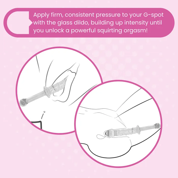 XLong Textured Glass Dildo With Handle Pink BOB Female Sex Toys