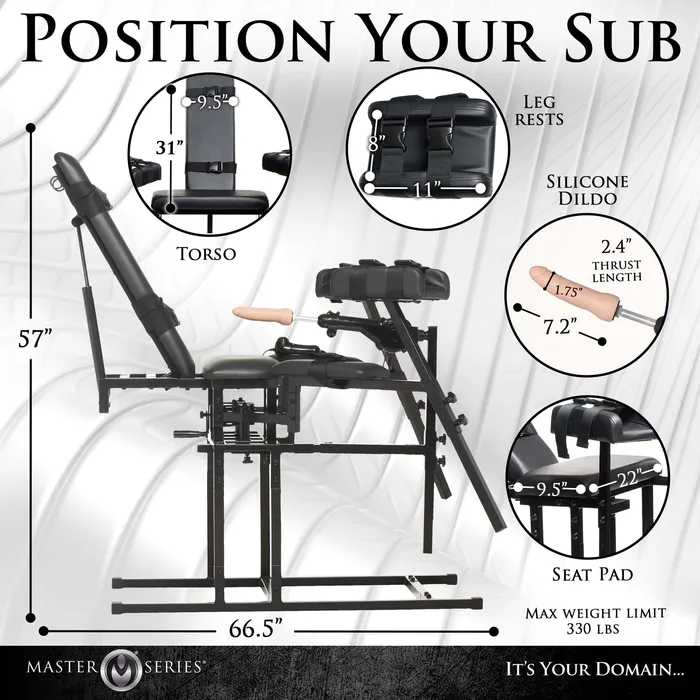 XR Brands Leg Spreader Obedience Chair with Sex Machine Female Sex Toys