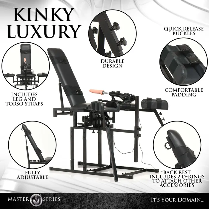 XR Brands Leg Spreader Obedience Chair with Sex Machine Female Sex Toys
