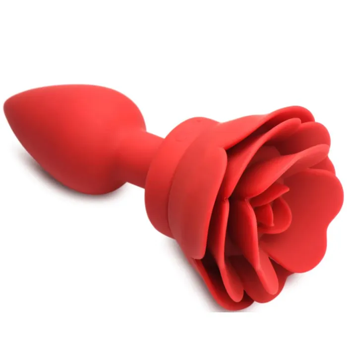 XR Brands Male Sex Toys Rechargeable Silicone Vibrating Rose Anal Plug