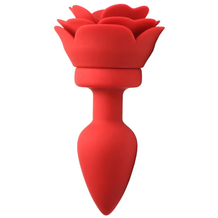 XR Brands Male Sex Toys Rechargeable Silicone Vibrating Rose Anal Plug