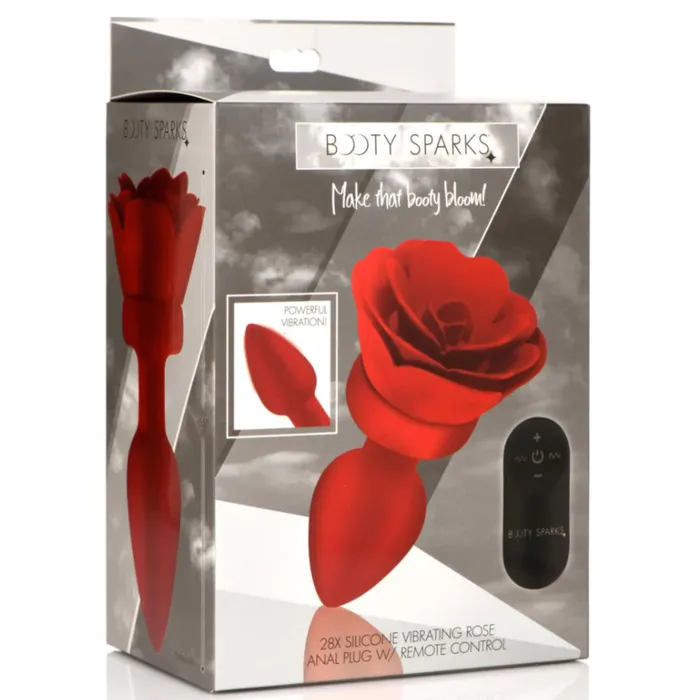 XR Brands Male Sex Toys Rechargeable Silicone Vibrating Rose Anal Plug